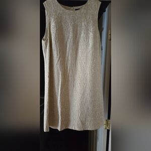 The Limited Cream Textured Sleeveless Lined Dress